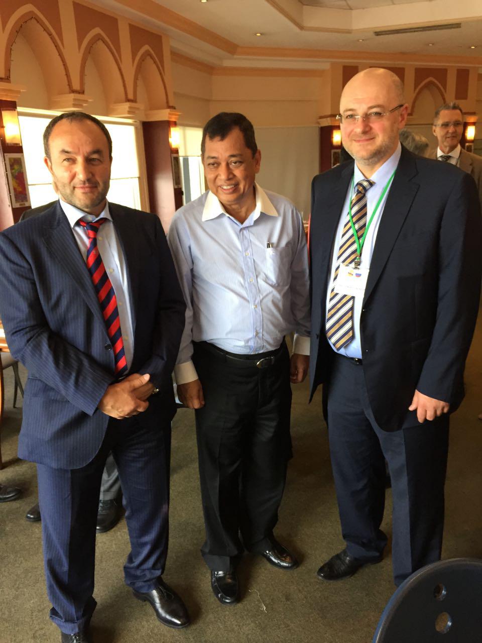 The NNIAT founders Arasul Batchaev and Ruslan Tokaev with the Minister of industry and energy Haji Muhammad Yasmin bin Haji Umar